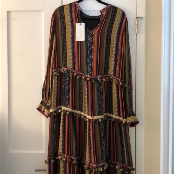 zara dress with pom poms